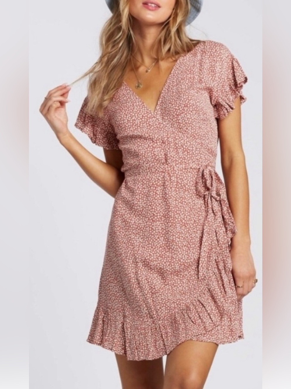 Billabong Women’s Wrap and Roll Mini Dress in Red Clay EUC!! Size XS